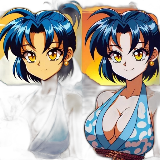 anime, concept art, pixel art, fantasy art, blue, colorful, two, illustrations transparent PNG cut-out