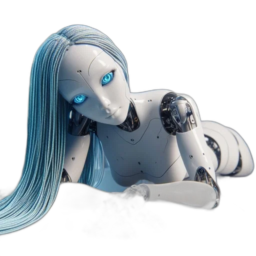 robot, concept art, 3d render, cyberpunk, fantasy art, snow, outer space, blue transparent PNG cut-out