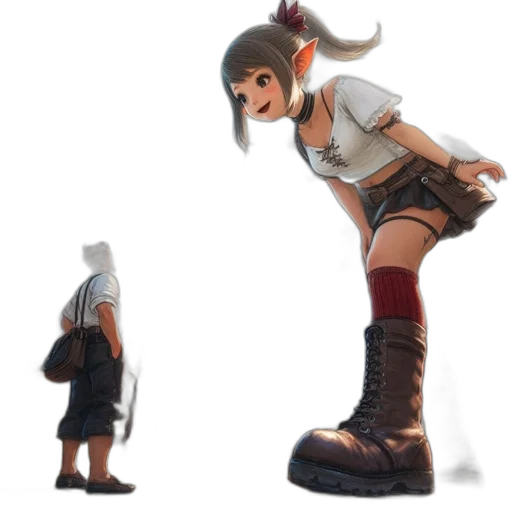 weapon, shoes, staff, concept art, 3d render, fantasy art, anime, monochrome transparent PNG cut-out