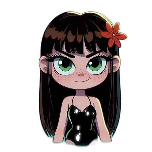 jewelry, dress, flower, cartoon, anime, concept art, fantasy art, dark transparent PNG cut-out