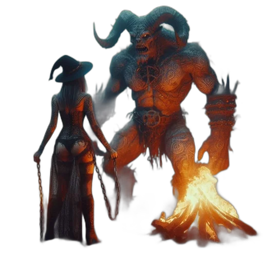 creature, concept art, fantasy art, pixel art, comic book art, fire, fog, dark transparent PNG cut-out