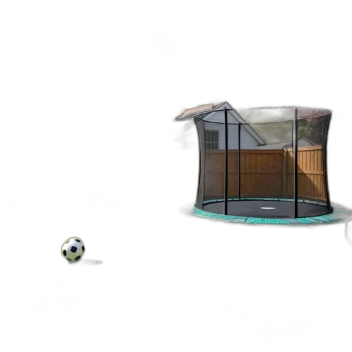 furniture, 3d render, concept art, backyard, wooden, fence, trampoline, soccer transparent PNG cut-out