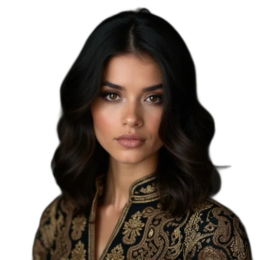 hair, face, dress, staff, photorealistic, cartoon, fantasy art, concept art transparent PNG cut-out