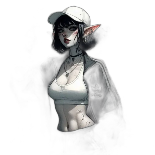 hat, staff, face, creature, fantasy art, concept art, comic book art, watercolor transparent PNG cut-out