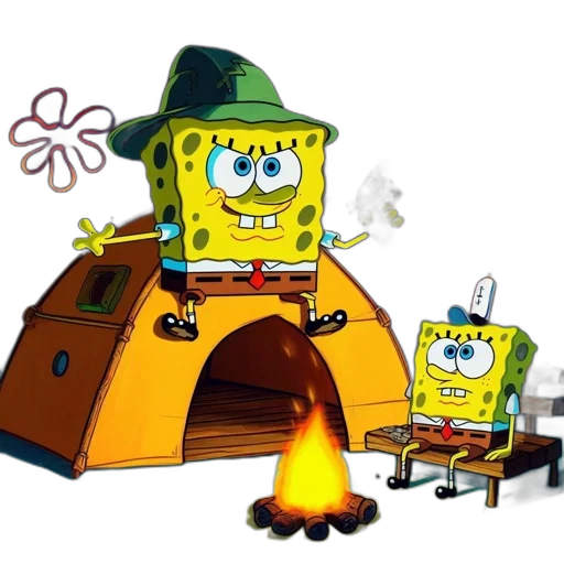 hat, concept art, 3d render, fire, underwater, two, scenes, depict transparent PNG cut-out