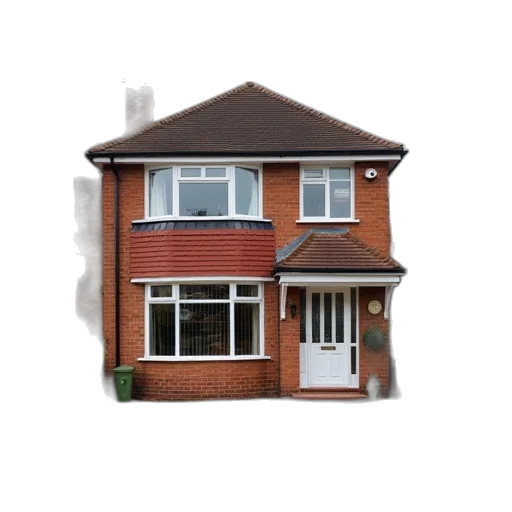 3d render, bedrooms, semi, detached transparent PNG cut-out
