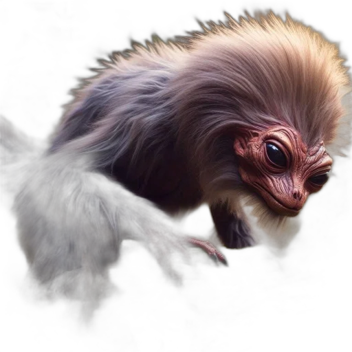 creature, animal, hair, dragon, concept art, photorealistic, 3d render, fantasy art transparent PNG cut-out