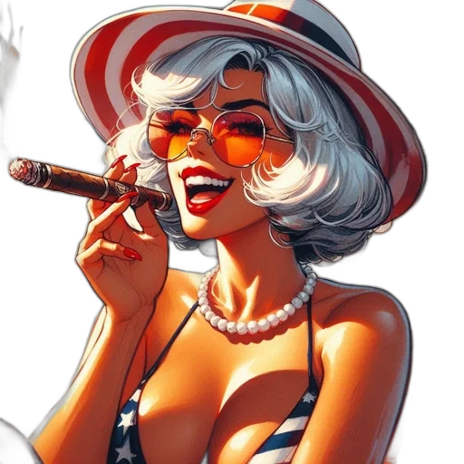 comic book art, photorealistic, cartoon, concept art, fire, woman, short, white transparent PNG cut-out