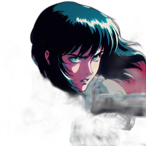 weapon, comic book art, concept art, anime, cyberpunk, fire, neon lights, red transparent PNG cut-out