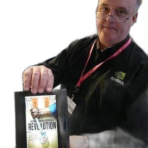 staff, fire, man, black, jacket, nvidia, logo, holds transparent PNG cut-out