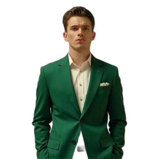 jacket, photorealistic, 3d render, green, colorful, earth tones, neon, man transparent PNG cut-out