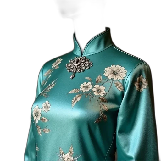 jacket, dress, jewelry, staff, photorealistic, 3d render, green, blue transparent PNG cut-out