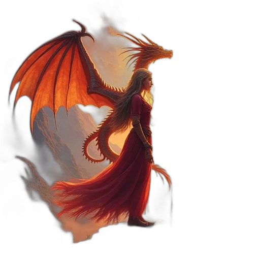dragon, creature, staff, fantasy art, concept art, pixel art, watercolor, fire transparent PNG cut-out