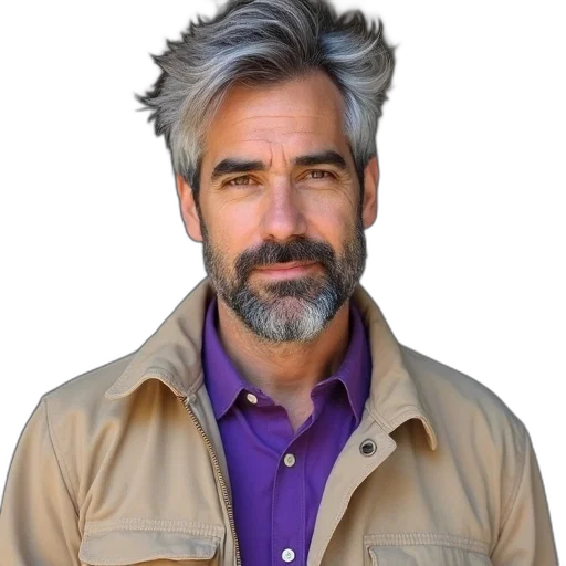 jacket, hair, face, staff, photorealistic, man, gray, wearing transparent PNG cut-out