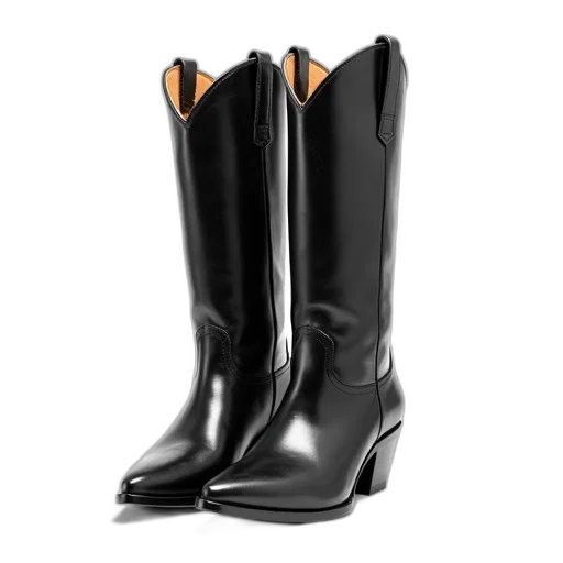 shoes, pair, black, cowboy, boots, shiny, finish, pointed transparent PNG cut-out