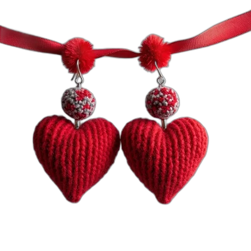 jewelry, crown, photorealistic, pair, red, grey, knitted, heart-shaped transparent PNG cut-out
