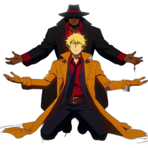 jacket, concept art, anime, pixel art, comic book art, red, golden, two transparent PNG cut-out