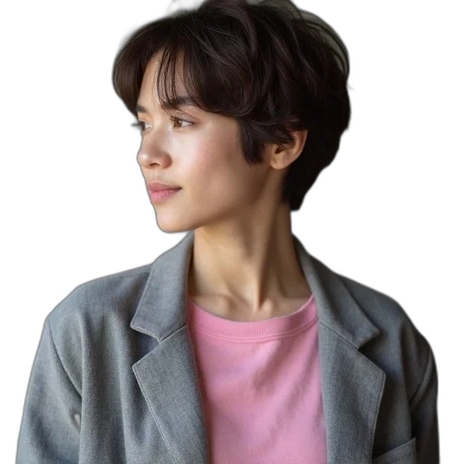 jacket, face, staff, hair, oil painting, photorealistic, cartoon, vaporwave transparent PNG cut-out