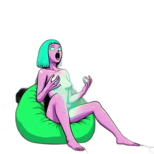 creature, dress, furniture, robot, concept art, vaporwave, pixel art, 3d render transparent PNG cut-out