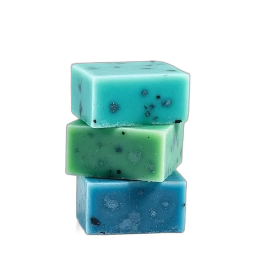 jewelry, food, 3d render, blue, green, stack, three, square-shaped transparent PNG cut-out