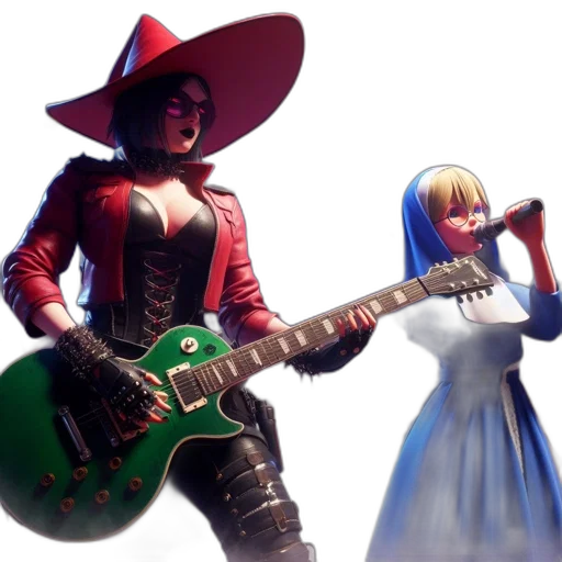 weapon, concept art, 3d render, fantasy art, photorealistic, two, women, perform transparent PNG cut-out