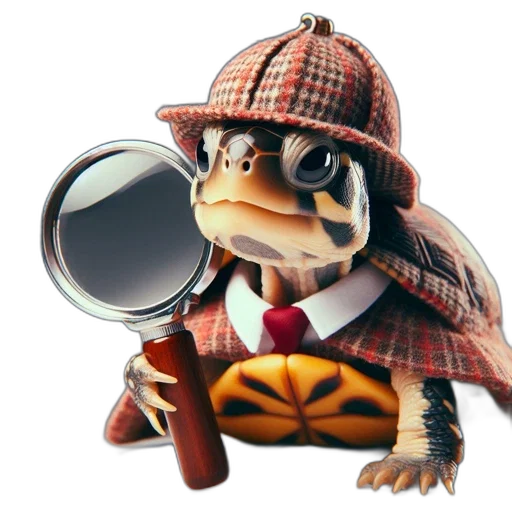 hat, staff, animal, dragon, concept art, 3d render, turtle, detective transparent PNG cut-out