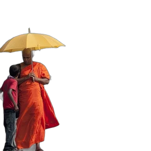 umbrella, dress, staff, 3d render, concept art, rain, city street, monk transparent PNG cut-out