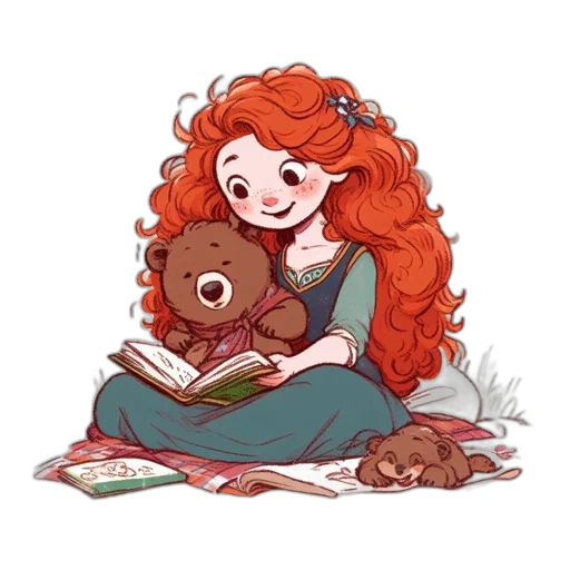 fantasy art, concept art, watercolor, comic book art, young, girl, long, curly transparent PNG cut-out