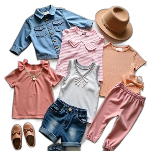 pastel, colorful, earth tones, neon, collection, children, clothing, items transparent PNG cut-out