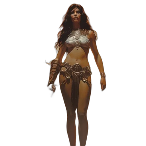 concept art, fantasy art, 3d render, comic book art, earth tones, golden, regal, woman transparent PNG cut-out