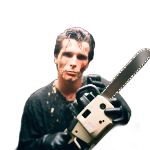 weapon, staff, sword, face, cyberpunk, dimly, lit, room transparent PNG cut-out
