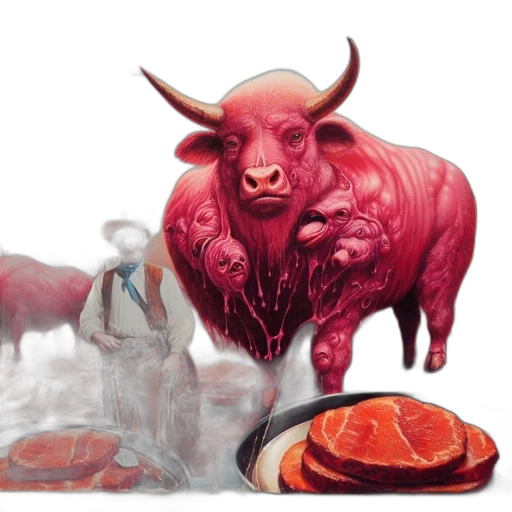 food, animal, concept art, fantasy art, photorealistic, pixel art, fire, red transparent PNG cut-out
