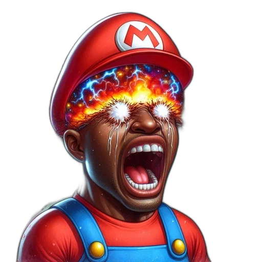 face, mask, creature, concept art, pixel art, comic book art, 3d render, mario transparent PNG cut-out