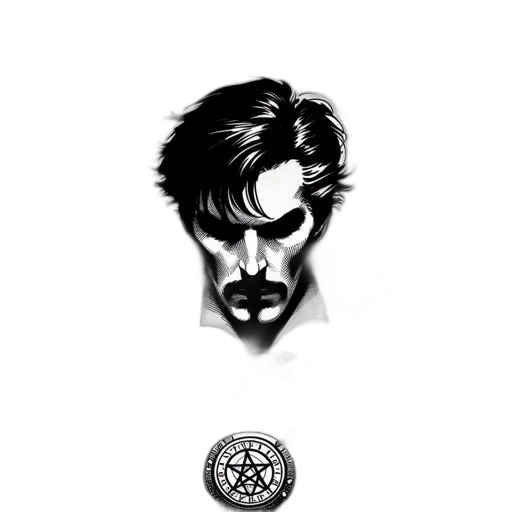 mask, face, comic book art, pixel art, cartoon, concept art, monochrome, dark transparent PNG cut-out
