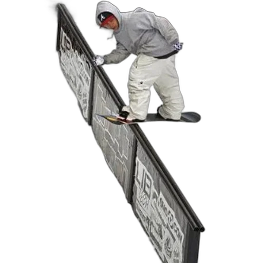staff, furniture, photorealistic, snowboarder, performs, trick, rail, snowy transparent PNG cut-out