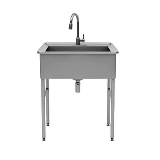 furniture, robot, 3d render, stainless, steel, kitchen, sink, single transparent PNG cut-out