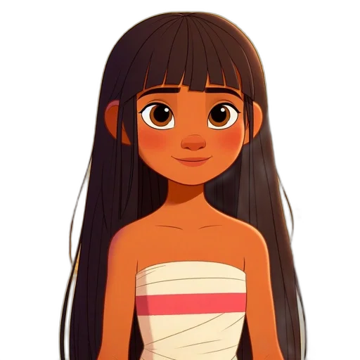 dress, hair, face, jewelry, concept art, cartoon, anime, 3d render transparent PNG cut-out