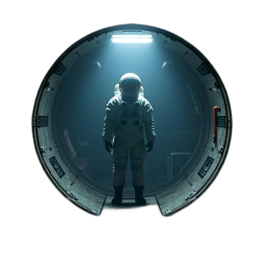 robot, face, mask, jacket, concept art, 3d render, pixel art, outer space transparent PNG cut-out