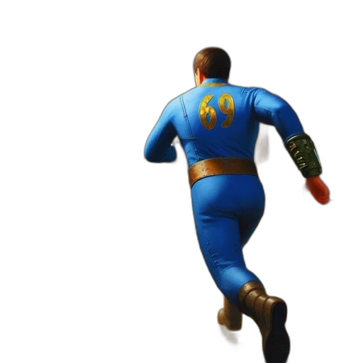 jacket, robot, 3d render, concept art, pixel art, comic book art, blue, post-apocalyptic transparent PNG cut-out