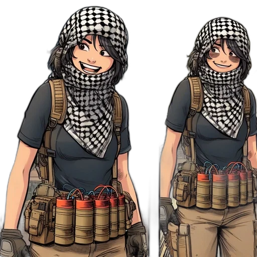 weapon, concept art, 3d render, anime, pixel art, illustrated, woman, wears transparent PNG cut-out
