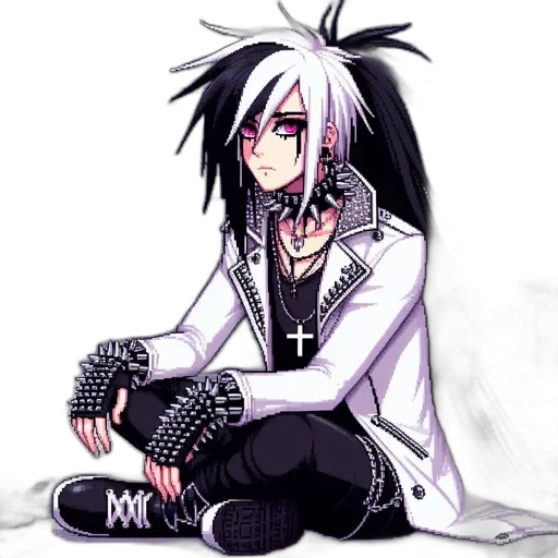 cartoon, concept art, pixel art, anime, monochrome, dark, animated, character transparent PNG cut-out