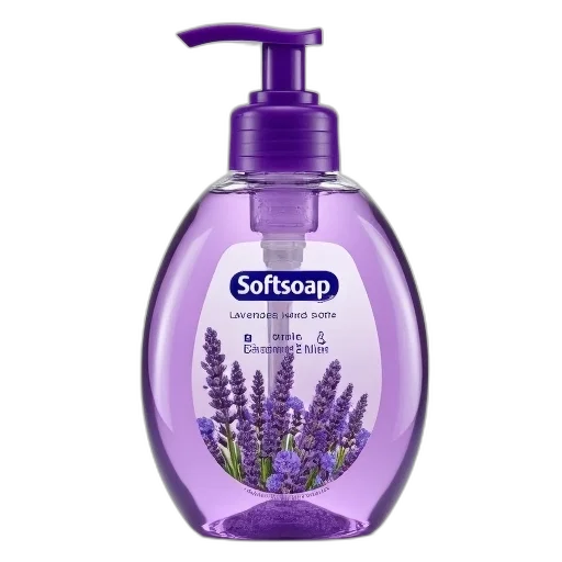 bottle, softsoap, hand, soap, purple, cap, clear, label transparent PNG cut-out