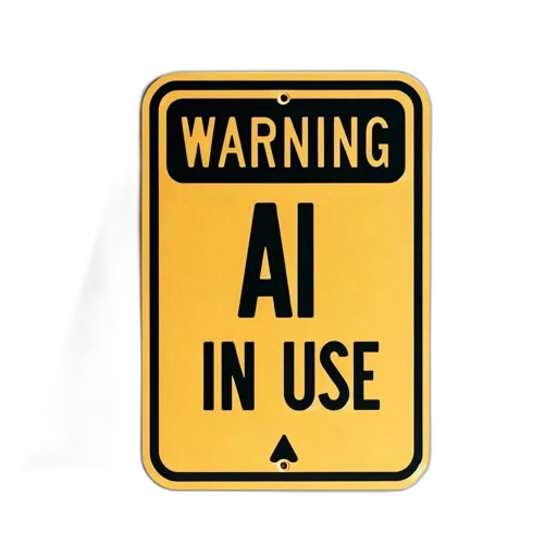 robot, car, yellow, sign, displays, warning, use, positioned transparent PNG cut-out