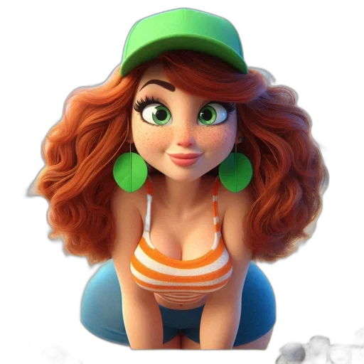 hat, jewelry, 3d render, cartoon, concept art, fantasy art, green, animated transparent PNG cut-out