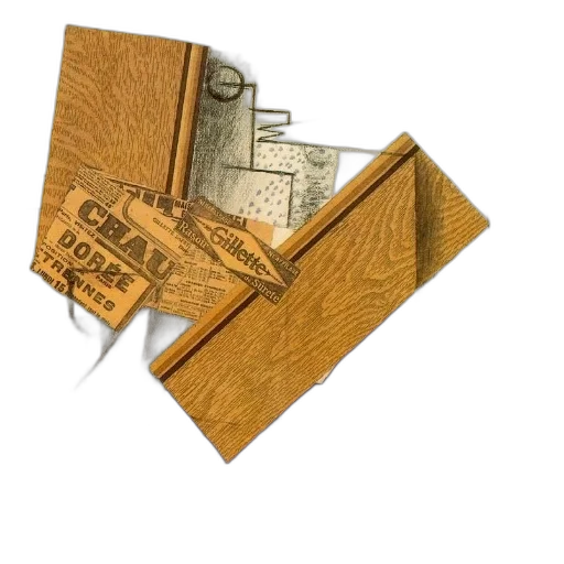 furniture, 3d render, earth tones, golden, cubist-style, painting, featuring, abstract transparent PNG cut-out