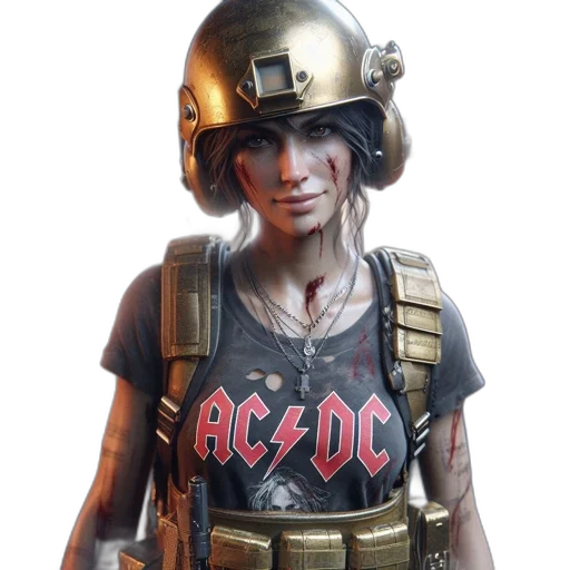 face, concept art, cyberpunk, comic book art, 3d render, female, soldier, mercenary transparent PNG cut-out