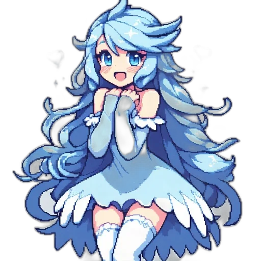 dress, creature, staff, dragon, anime, pixel art, watercolor, concept art transparent PNG cut-out