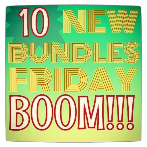 new, bundles, friday, boom, bold, colorful, text, green transparent PNG cut-out