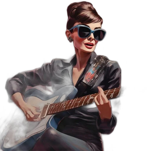 jacket, concept art, photorealistic, cartoon, comic book art, woman, plays, blue transparent PNG cut-out