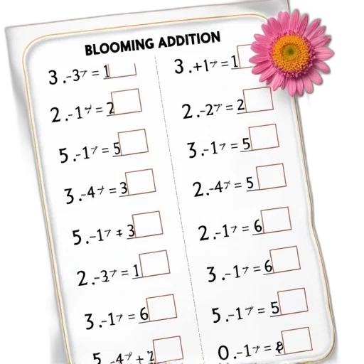 flower, worksheet, title, blooming, addition, displayed, contains, various transparent PNG cut-out